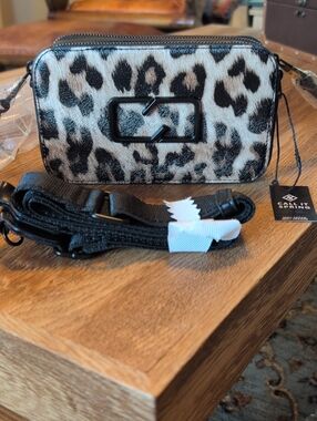 Call It Spring Black & Cream Leopard Print Crossbody Camera Bag